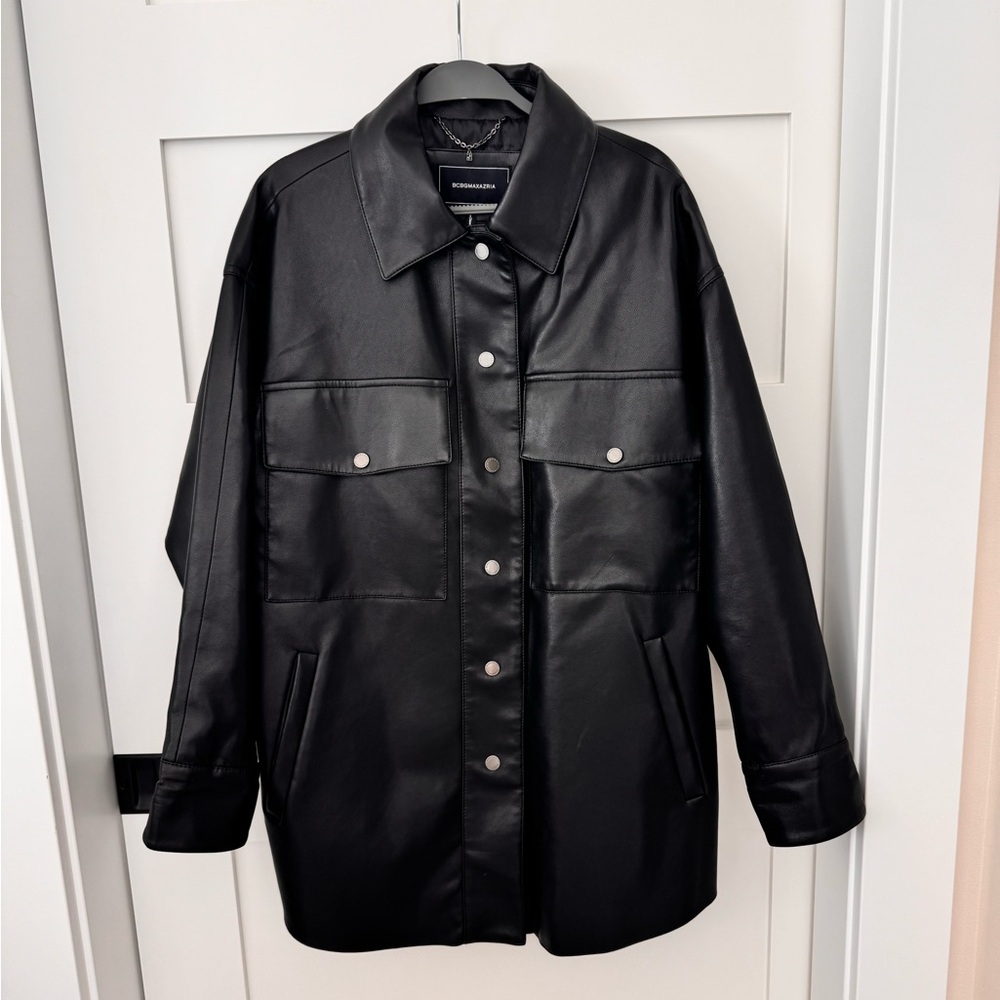 Bcbgmaxazria oversized leather shirt 
jacket S